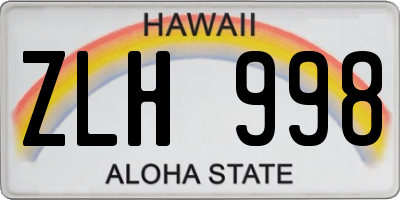 HI license plate ZLH998