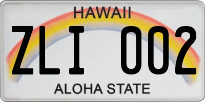 HI license plate ZLI002