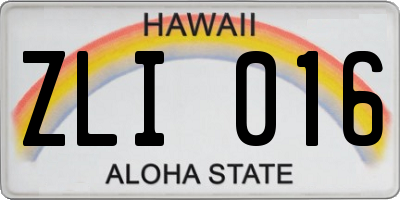 HI license plate ZLI016