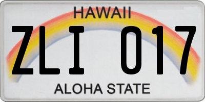 HI license plate ZLI017