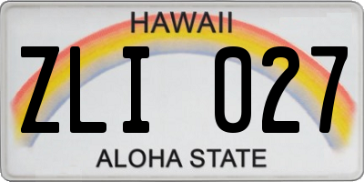 HI license plate ZLI027