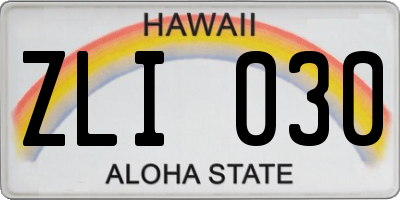 HI license plate ZLI030