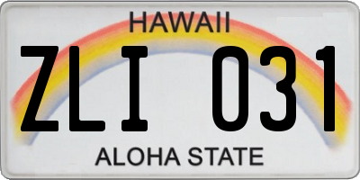 HI license plate ZLI031