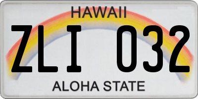 HI license plate ZLI032