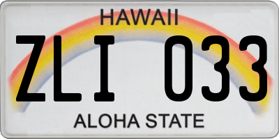 HI license plate ZLI033