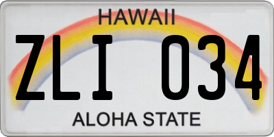 HI license plate ZLI034