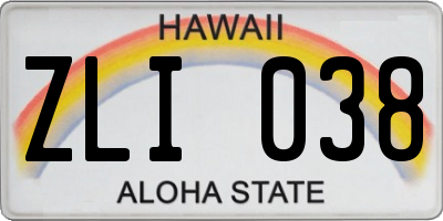 HI license plate ZLI038