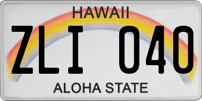 HI license plate ZLI040