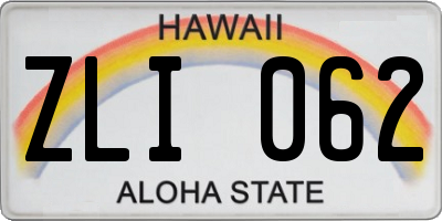 HI license plate ZLI062
