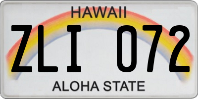 HI license plate ZLI072