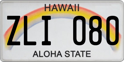 HI license plate ZLI080