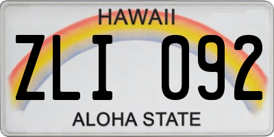HI license plate ZLI092