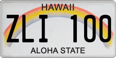 HI license plate ZLI100