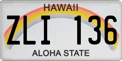 HI license plate ZLI136