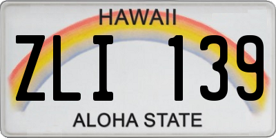 HI license plate ZLI139
