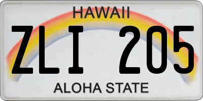 HI license plate ZLI205