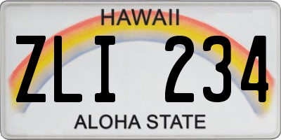 HI license plate ZLI234