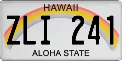 HI license plate ZLI241