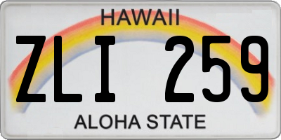 HI license plate ZLI259