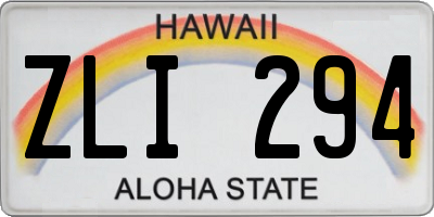 HI license plate ZLI294