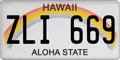 HI license plate ZLI669