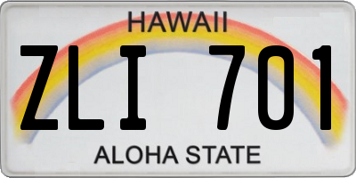 HI license plate ZLI701