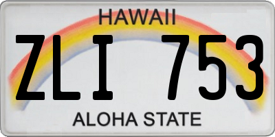 HI license plate ZLI753