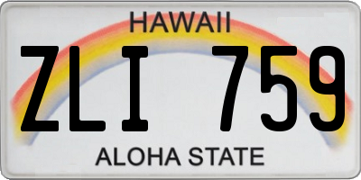 HI license plate ZLI759