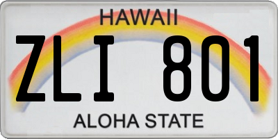 HI license plate ZLI801