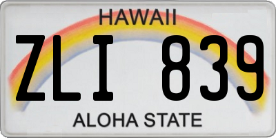 HI license plate ZLI839