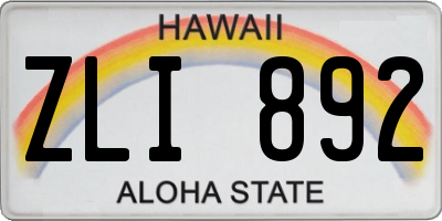 HI license plate ZLI892