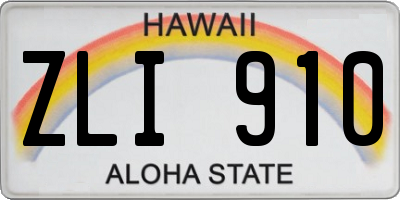HI license plate ZLI910