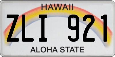 HI license plate ZLI921