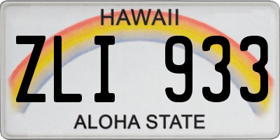 HI license plate ZLI933