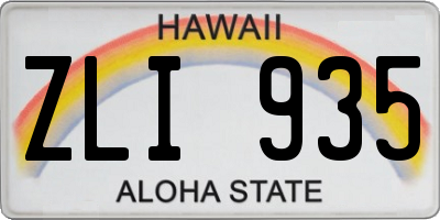 HI license plate ZLI935