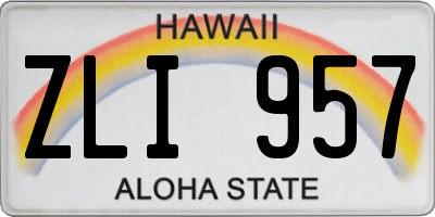 HI license plate ZLI957
