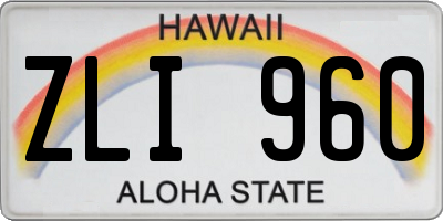 HI license plate ZLI960