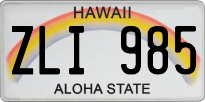 HI license plate ZLI985