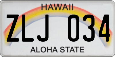 HI license plate ZLJ034