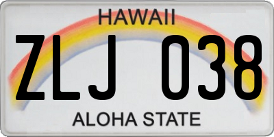 HI license plate ZLJ038