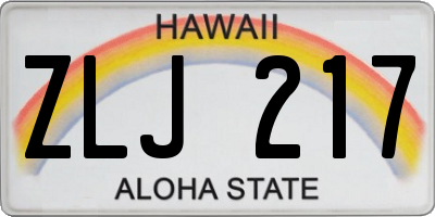 HI license plate ZLJ217