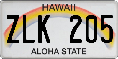 HI license plate ZLK205