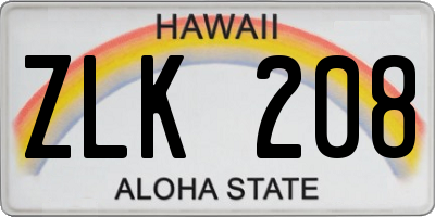 HI license plate ZLK208