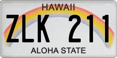 HI license plate ZLK211