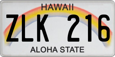 HI license plate ZLK216