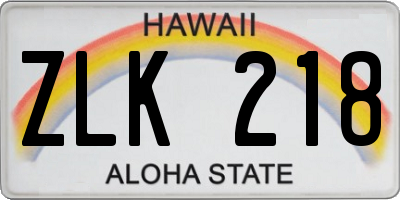 HI license plate ZLK218