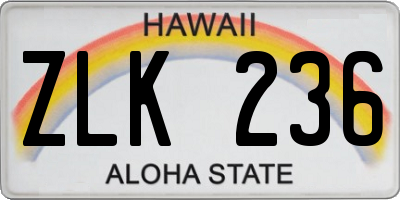HI license plate ZLK236