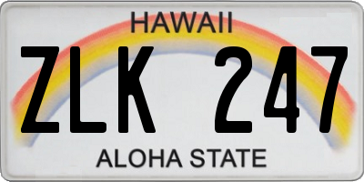 HI license plate ZLK247