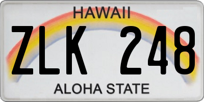 HI license plate ZLK248
