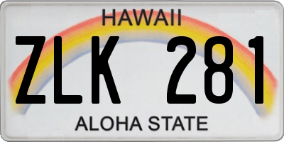 HI license plate ZLK281